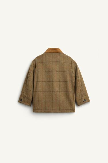 CHECK FAUX SHEARLING COAT WITH WOOL LIMITED EDITION - olive green by Zara - Image 5