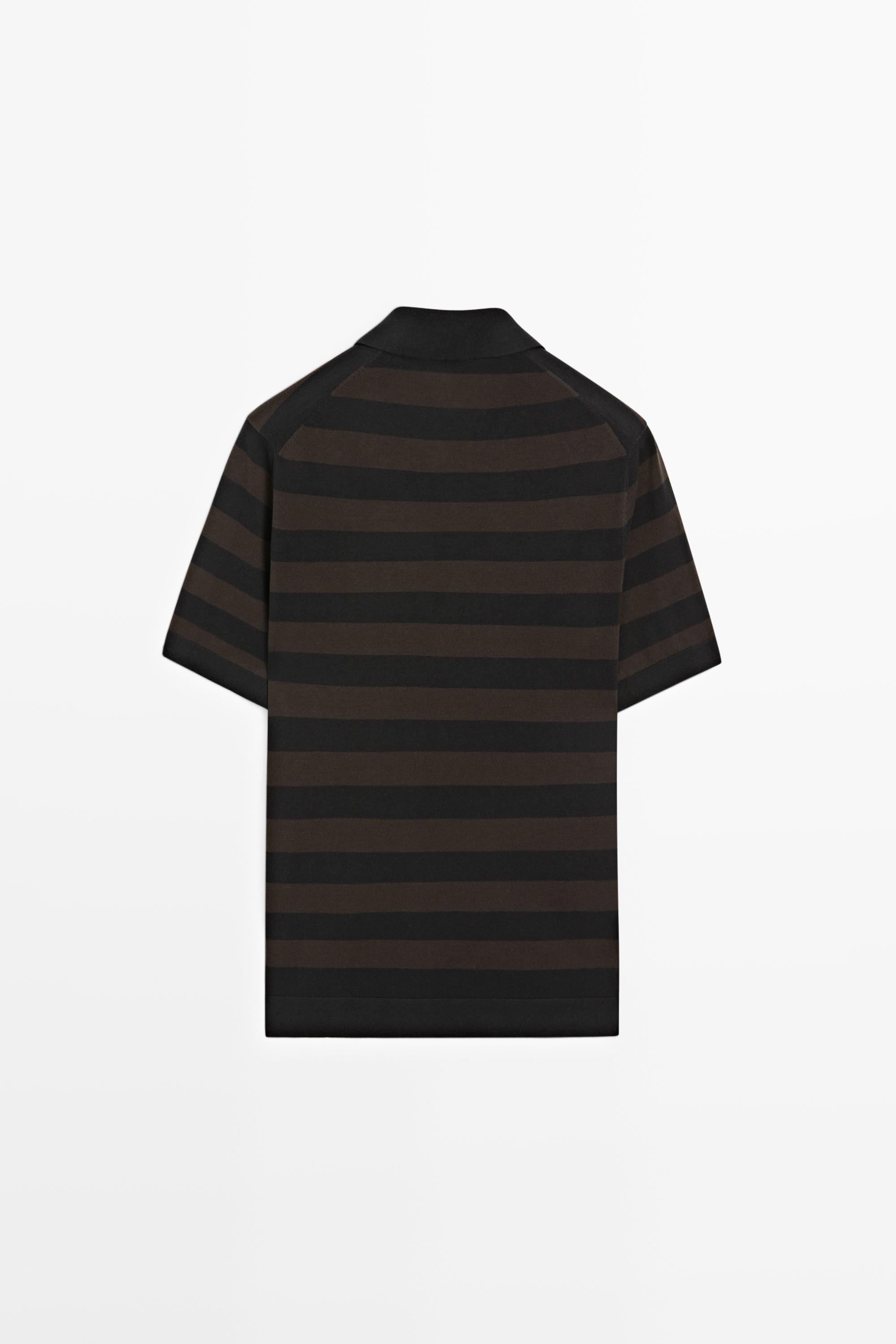 100% cotton striped knit polo shirt