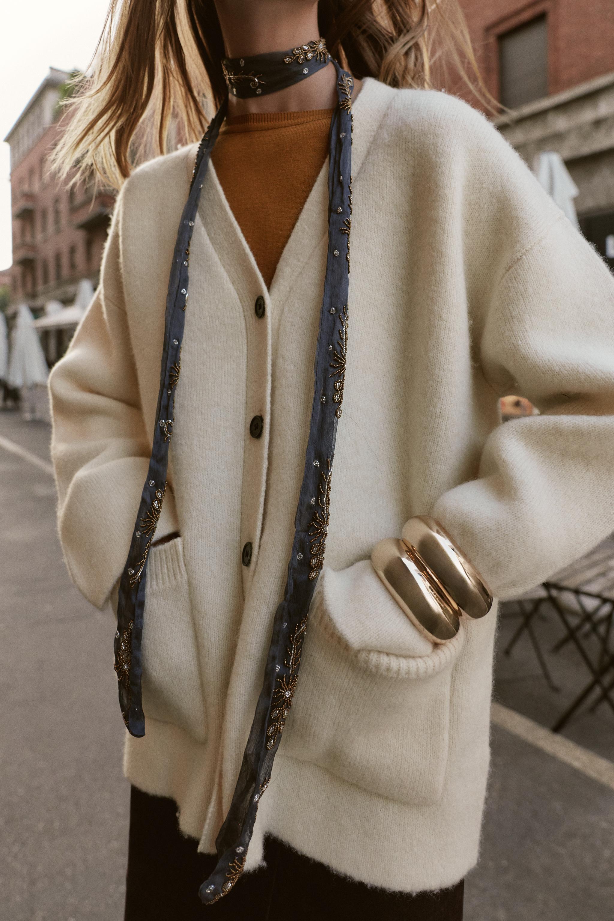 V-NECK CARDIGAN - Ecru | ZARA South Africa
