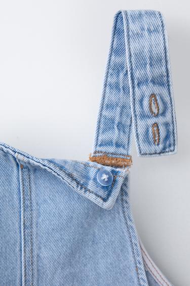 SALOPETTE EN DENIM CERISES BRODÉES - Bleu clair de Zara - Image 2