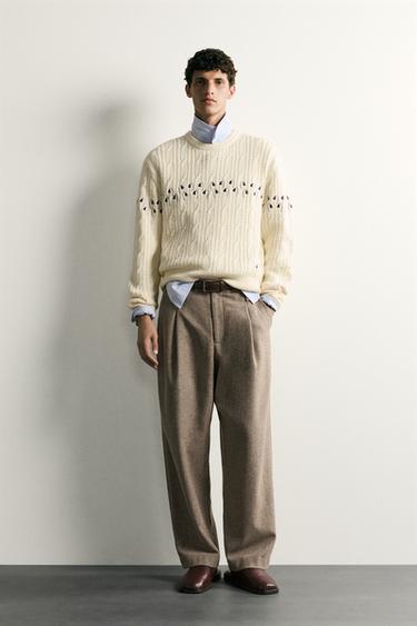 JERSEY RELAXED FIT BORDADO FLORES - Crudo de Zara - Imagen 0