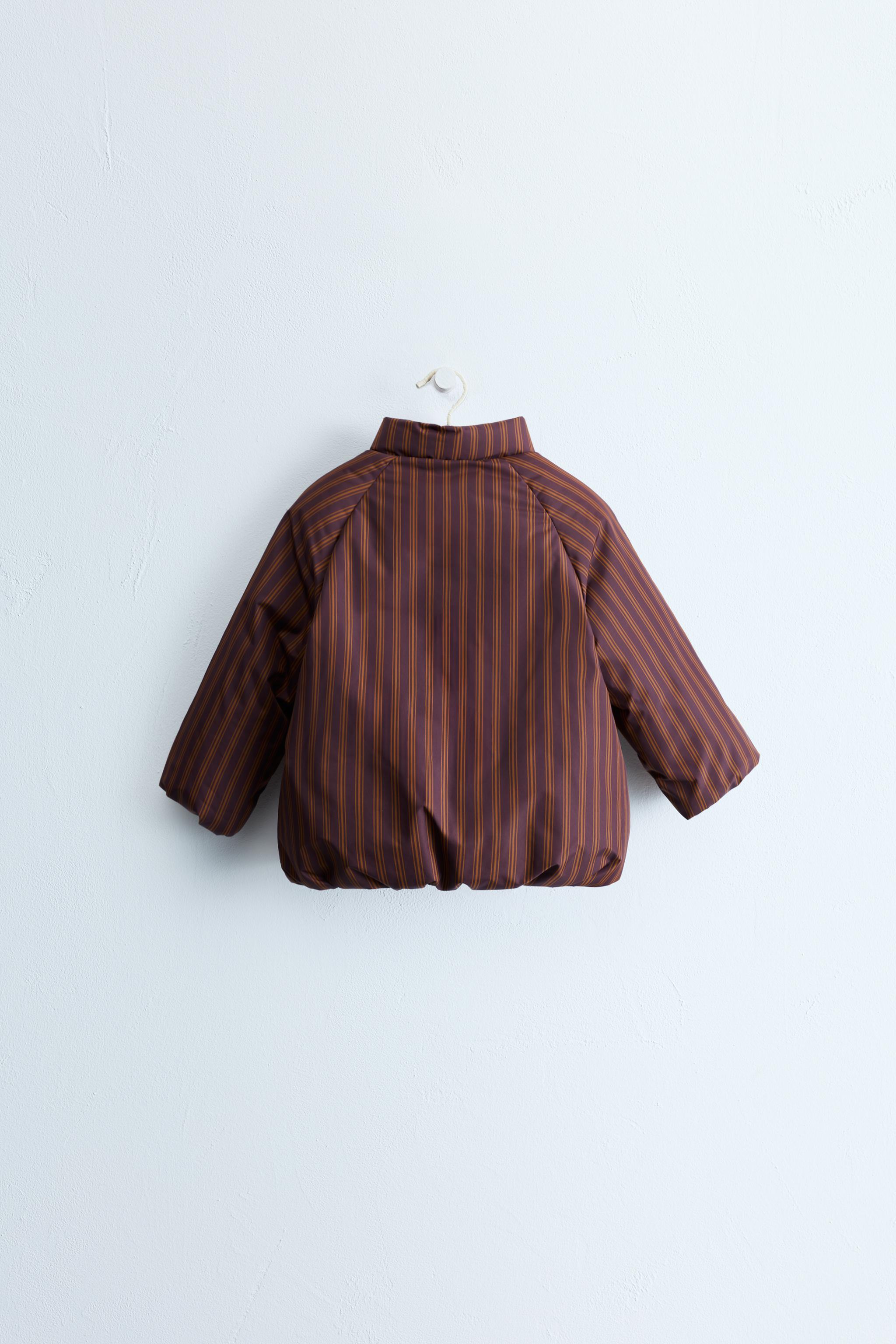 ZARA TIMELESS - STRIPED COAT WITH DETACHABLE HOODIE
