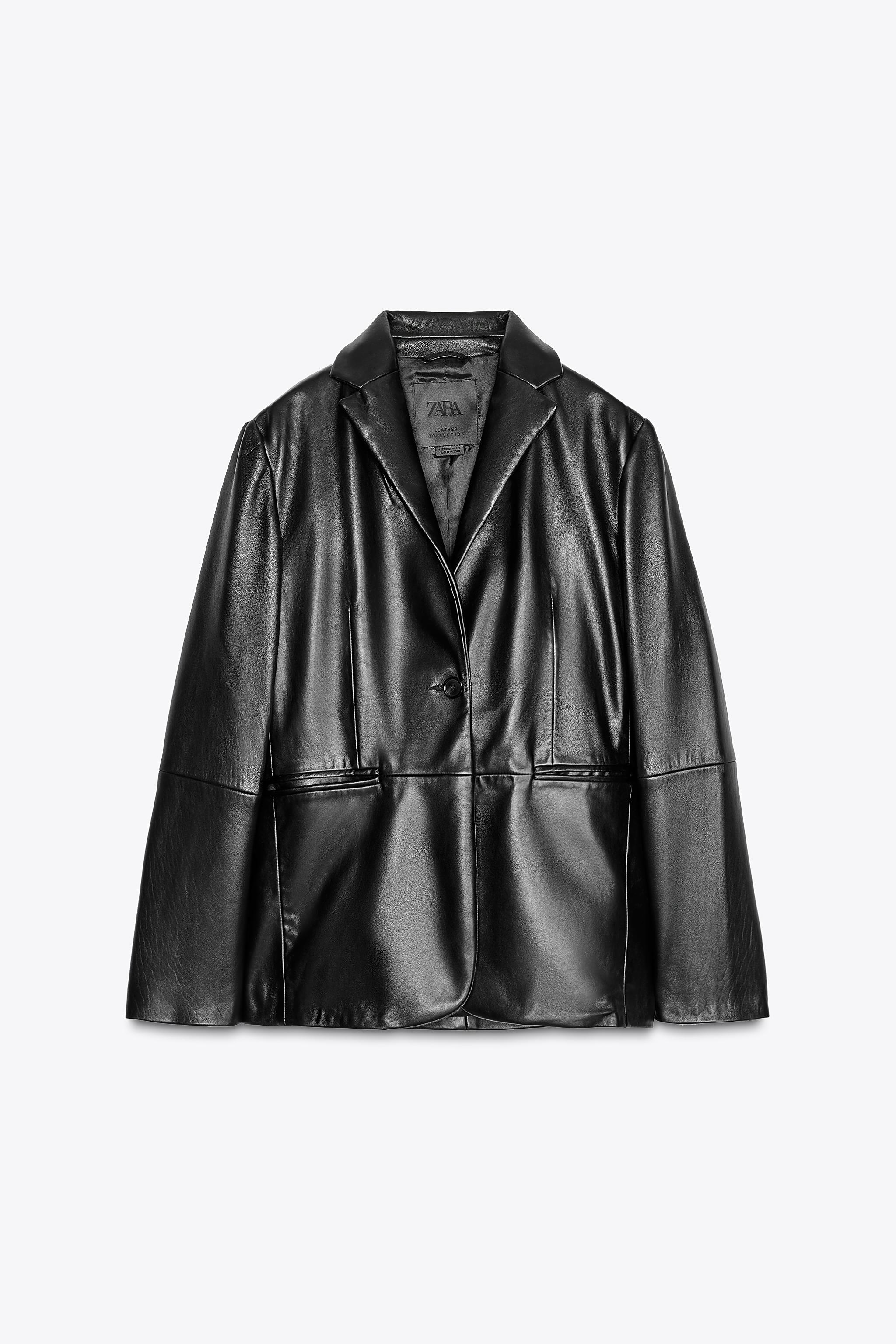 【ZARA】限定品 ZW COLLECTION 100% LEATHER BLAZER 100% LEATHER BLAZER ZW COLLECTION - Black | ZARA United States