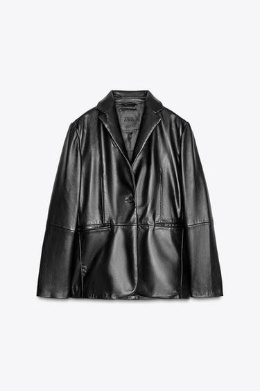 BLAZER PIEL 100% ZW COLLECTION LIMITED EDITION - Negro de Zara - Imagen 0