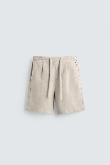 BERMUDA RELAXED FIT LINO - Beige claro de Zara