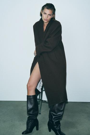 ZW COLLECTION WOOL BLEND COAT - Brown by Zara - Image 2