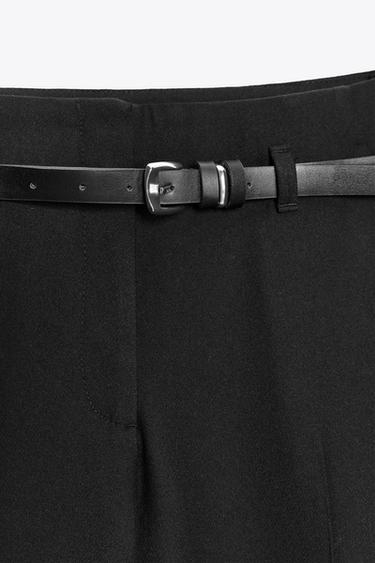 PANTALON BAS AVEC REVERS ET CEINTURE - Noir de Zara - Image 8