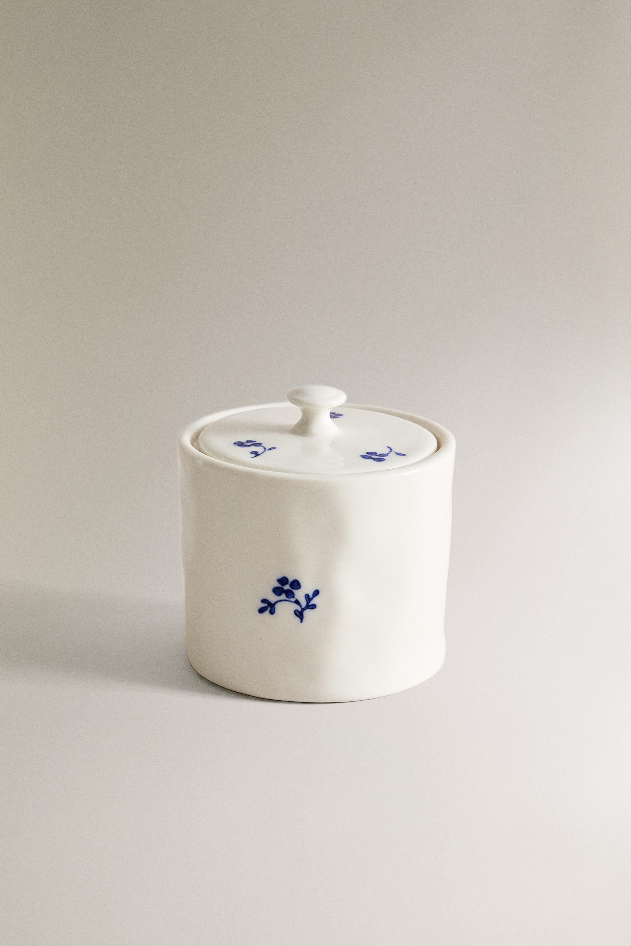 PORCELAIN SUGAR BOWL WITH FLORAL DETAIL