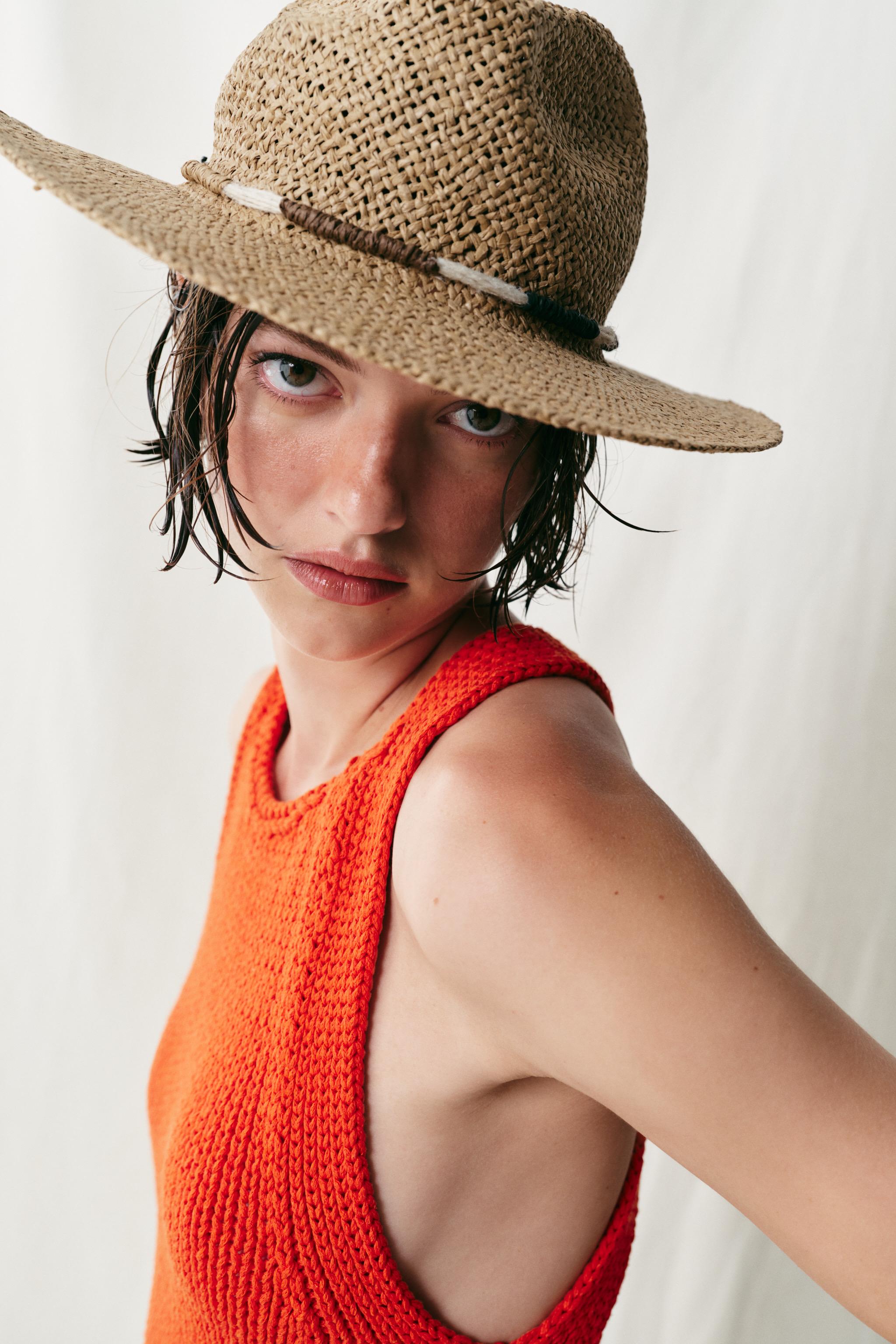 Женские головные уборы Zara WOVEN PAPER HAT WITH CORD