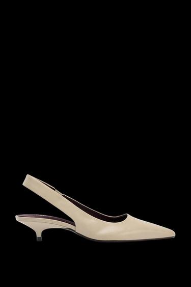 SLINGBACK KITTEN HEEL SHOES - Taupe Grey by Zara - Image 0