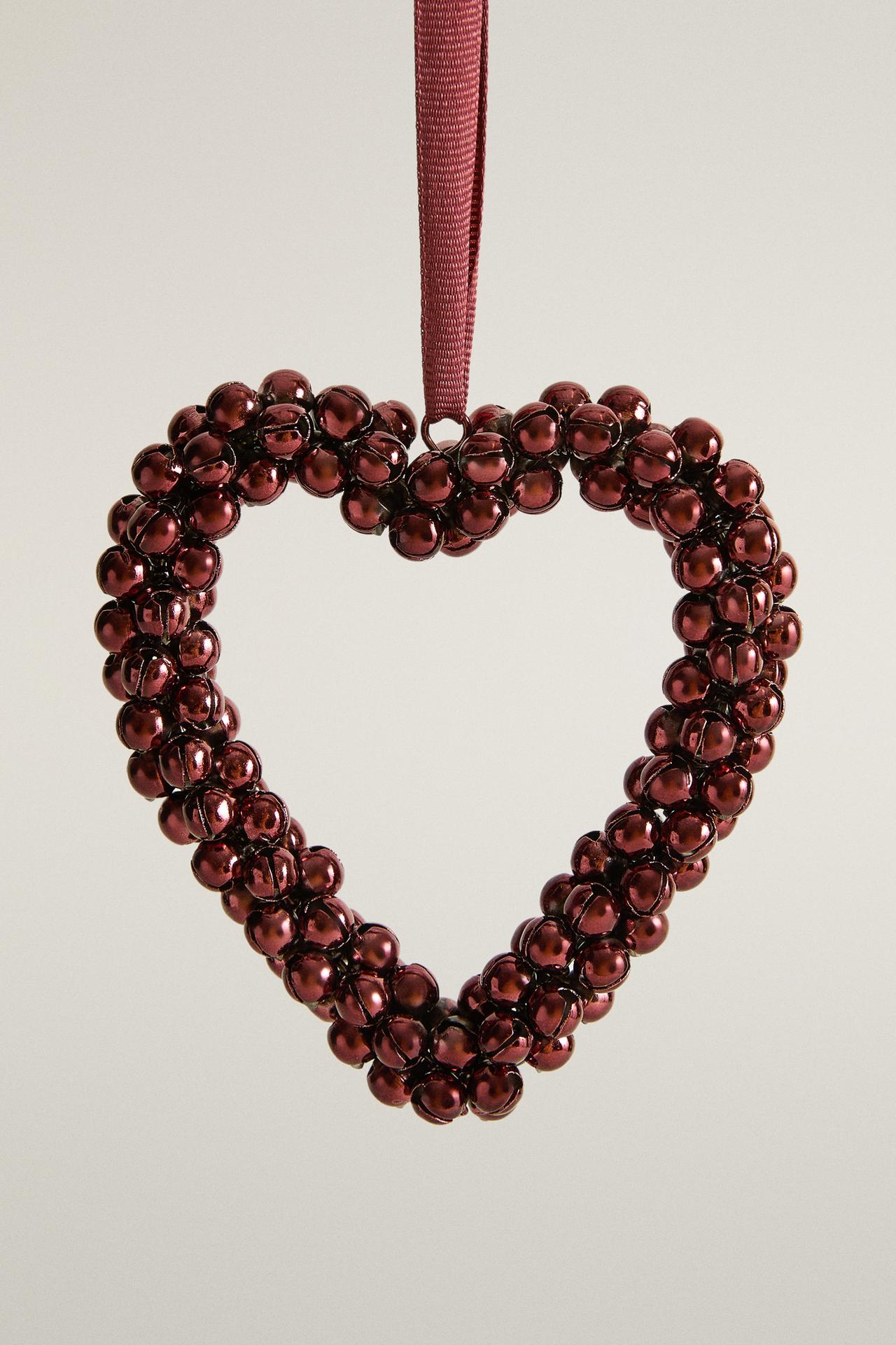HEART SLEIGH BELLS CHRISTMAS TREE DECORATION