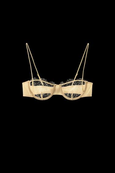 UNDERWIRED LACE BRA - Yellow by Zara - Image 0