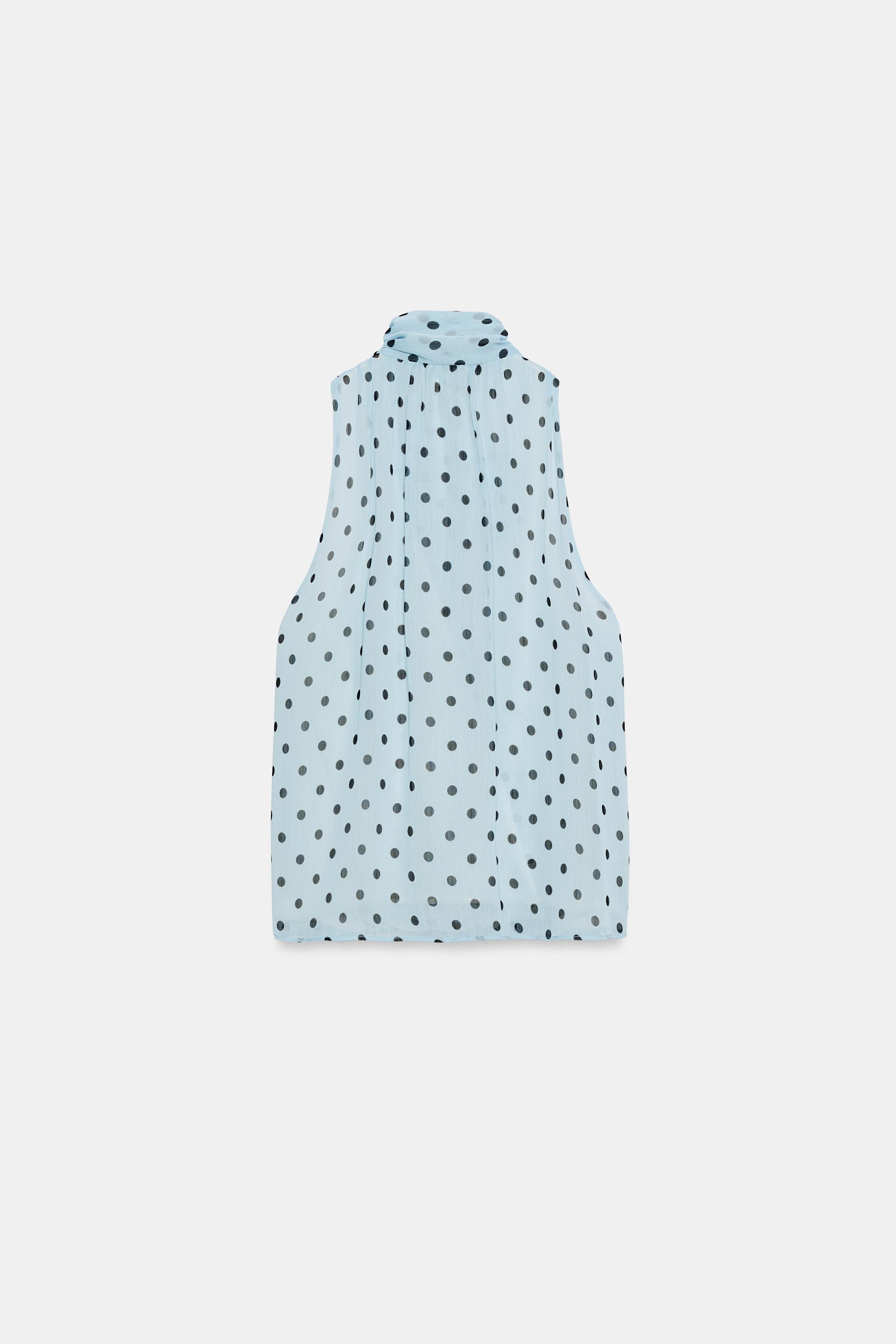 Женские рубашки Zara POLKA DOT TIE TOP — фото 7