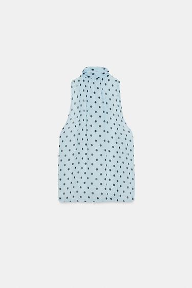 TOP À POIS ET NŒUD - bleu/noir de Zara - Image 6