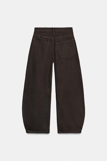ZW COLLECTION MID-WAIST BALLOON JEANS - Brown by Zara