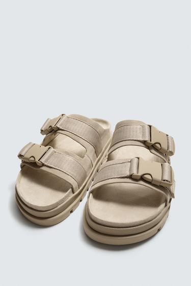 CHUNKY LEATHER SANDALS - Beige by Zara - Image 1