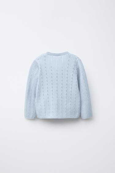 GILET EN MAILLE CROISÉ AJOURÉ - Bleu clair de Zara - Image 1