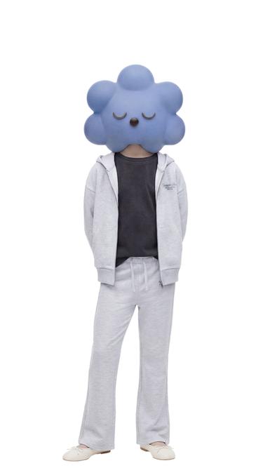 Zara EMBOSSED TEXT HOODIE - Gray marl