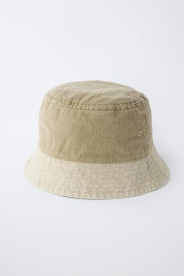 COLOUR BLOCK BUCKET HAT - ecru/khaki by Zara - Image 2