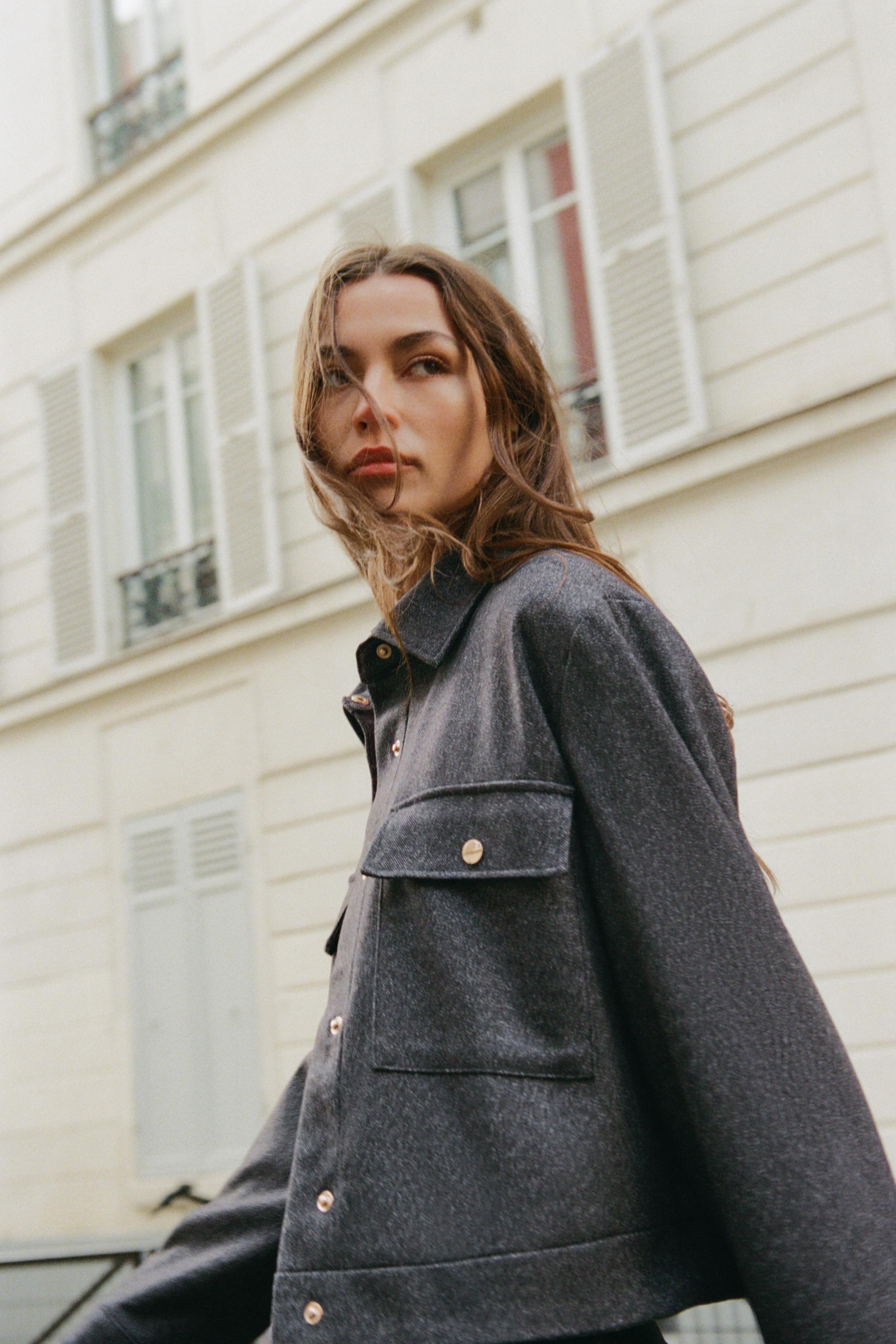 ヘリンボーン柄ポケット付きジャケット - グレー | ZARA Japan / 日本