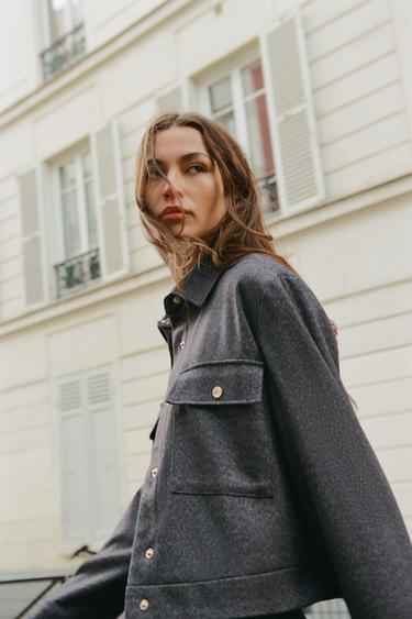 VESTE À CHEVRONS AVEC POCHES - Gris de Zara - Image 2