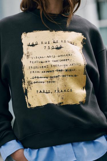 METALLIC EFFECT PRINT SWEATSHIRT — Anthracite grey 2