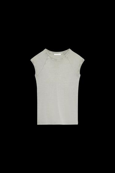 CAMISETA ALGODÓN LAVADA - Gris claro de Zara - Imagen 0