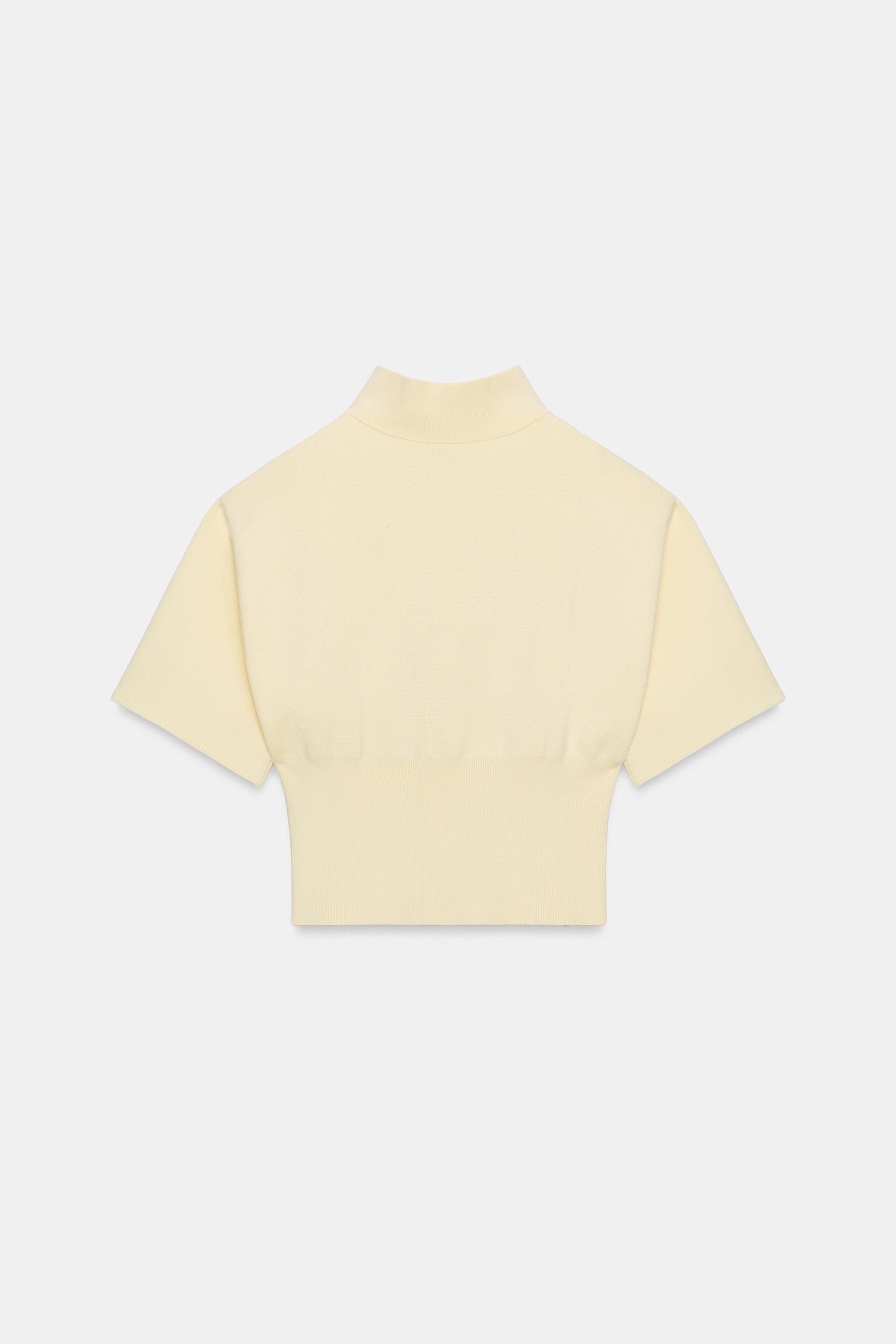 SHORT SLEEVE SHOULDER PAD KNIT JUMPER