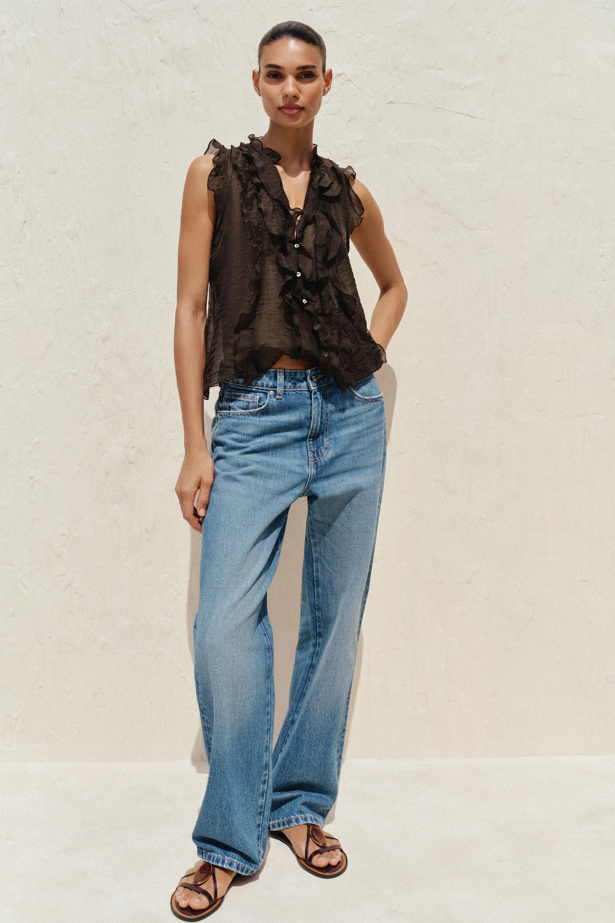 SEMI-SHEER RUFFLED TOP