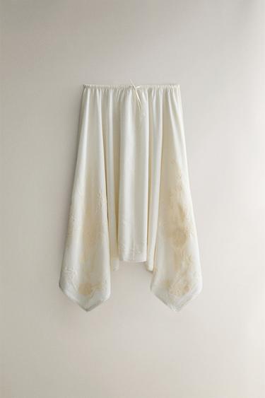 Zara EMBROIDERED SKIRT - Ecru - Image 0
