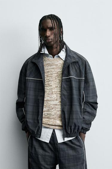 CONTRAST CHECK TECHNICAL JACKET - Blue by Zara