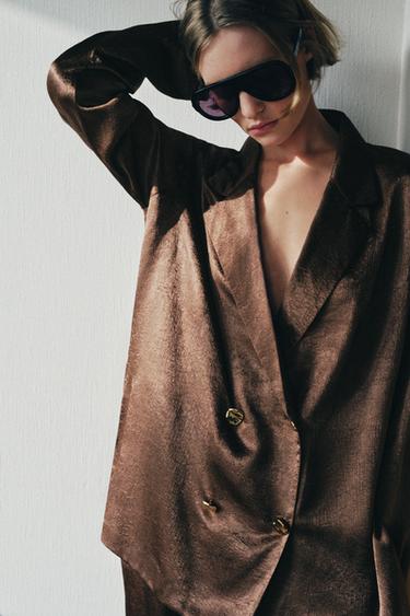 FLUID CRINKLE-EFFECT BLAZER - Brown by Zara - Image 6