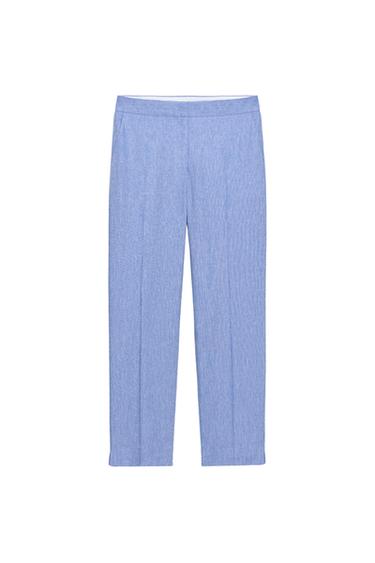 Zara LINEN PANTS - Light blue