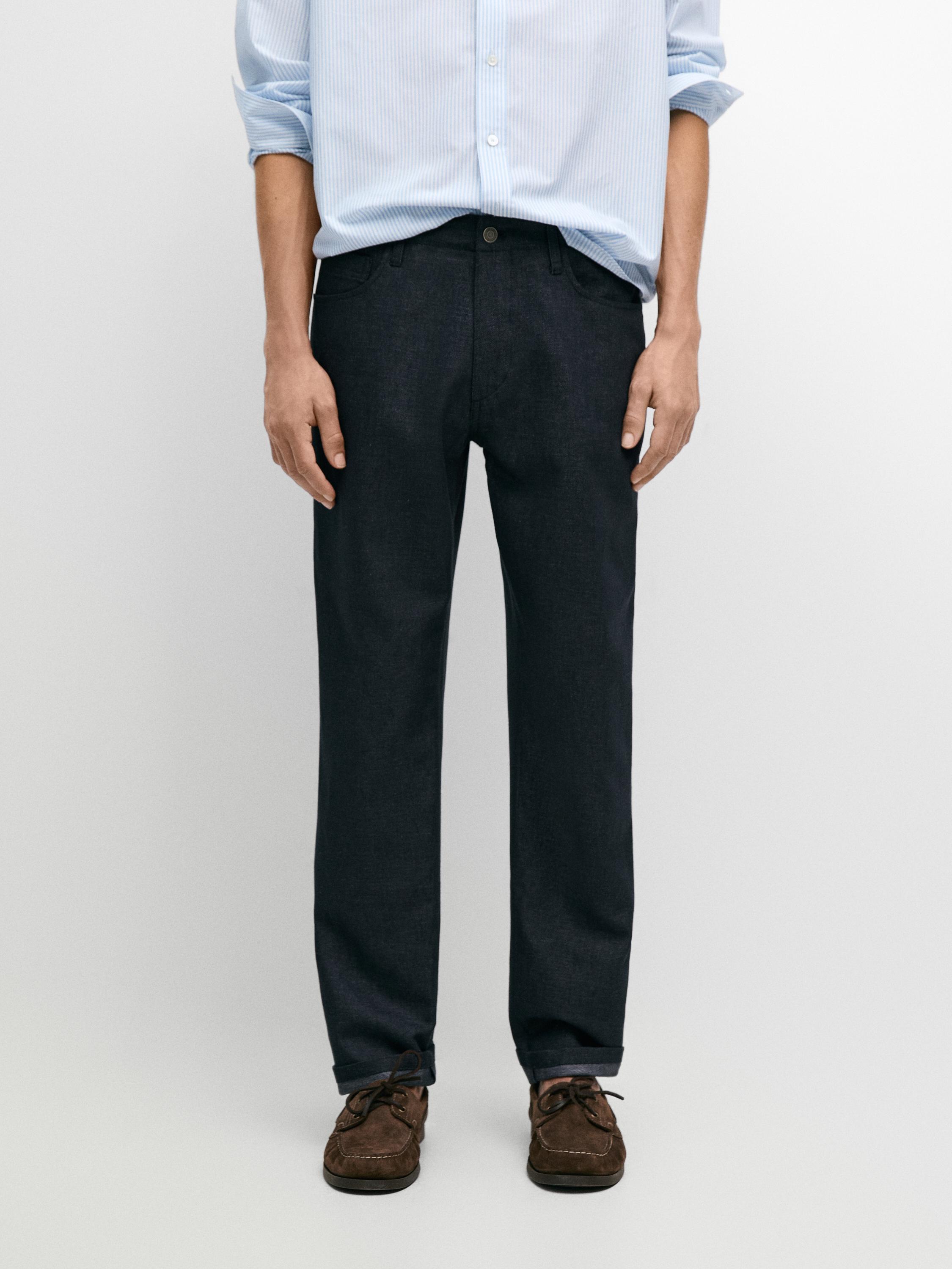 Pantalon cinq poches coton lin