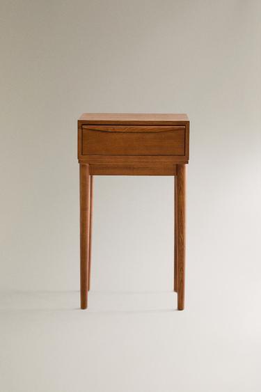ASH WOOD NIGHT TABLE WITH DRAWER — Dark brown 2