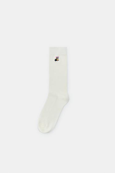 Zara BULLDOG MICRO RIBBED COTTON SOCKS - Ecru