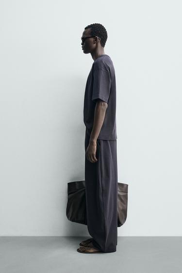 PANTALLONA JOGGER BALLOON FIT ME STRUKTURË RIB - E kaltër nga Zara