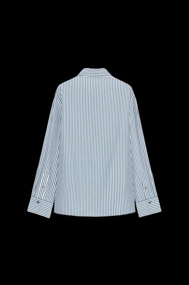 Zara FLOWY STRIPED SHIRT ZW COLLECTION - Blue / White