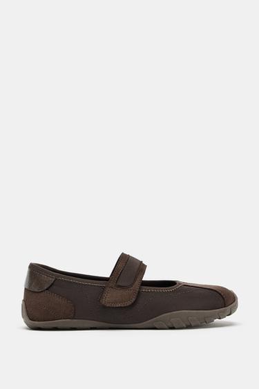 SPORTS BALLET FLATS - Brown by Zara