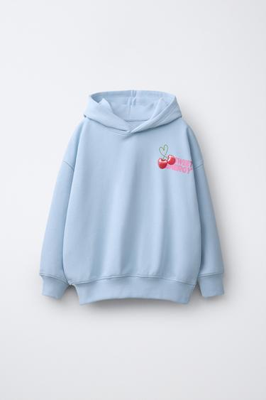 SUDADERA CAPUCHA FRUTAS - Azul claro de Zara
