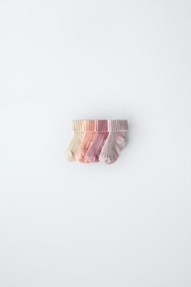LOT DE QUATRE PAIRES DE CHAUSSETTES DE COULEURS - Rose de Zara - Image 1