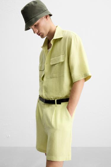 100% LINEN BERMUDA SHORTS - Lime by Zara - Image 4