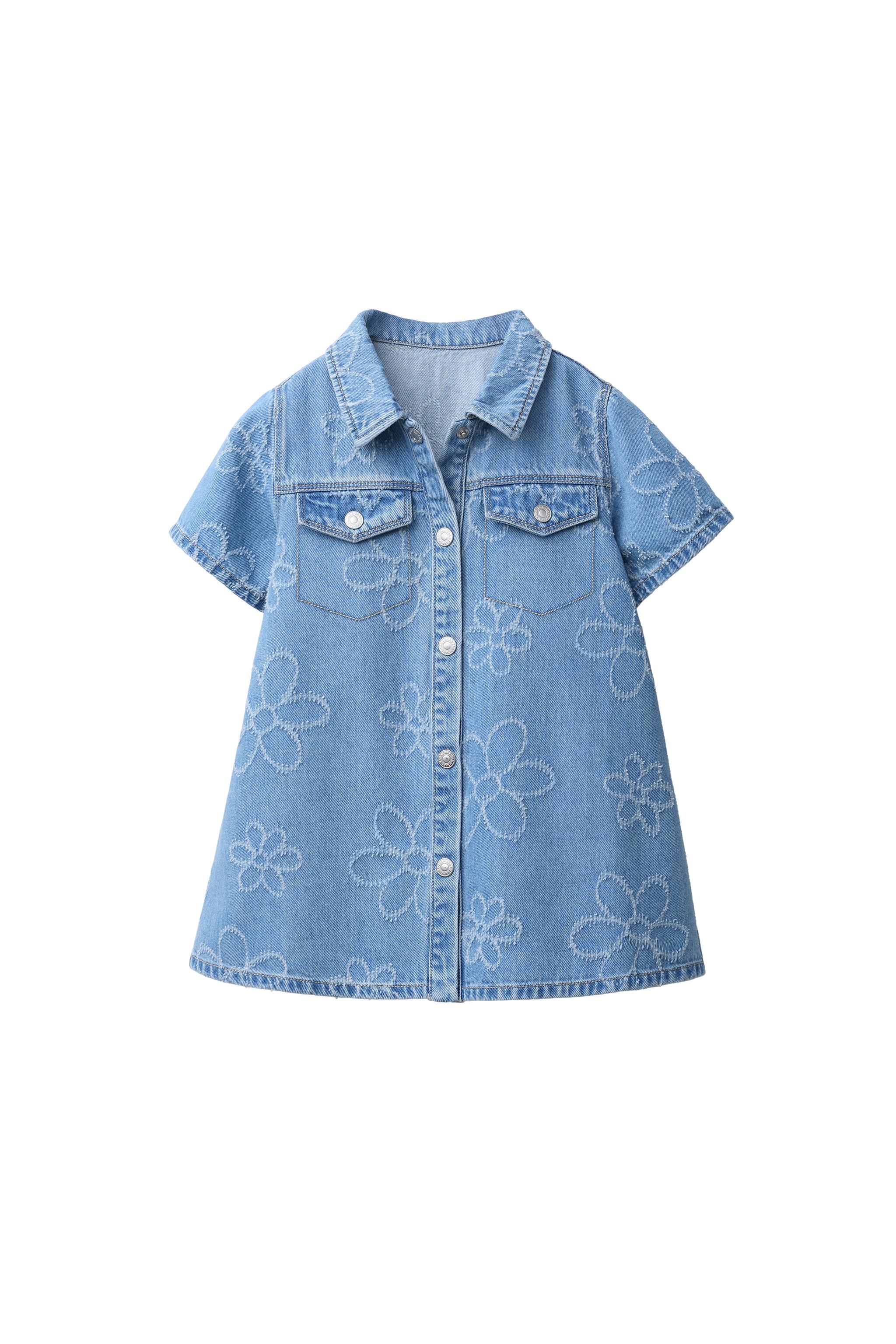 FLORAL DENIM DRESS - Blue | ZARA United States FLORAL DENIM DRESS - Blue | ZARA United States