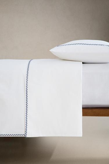 DUVET COVER WITH EMBROIDERED BORDER - Oyster-white by Zara - Image 2