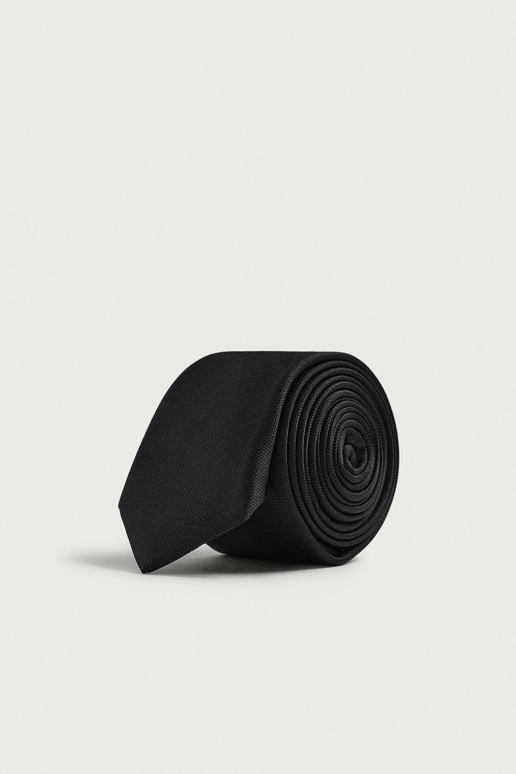 100% SILK SLIM TIE — Black