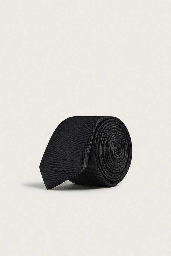 CRAVATE SLIM 100% SOIE - Noir de Zara - Image 0
