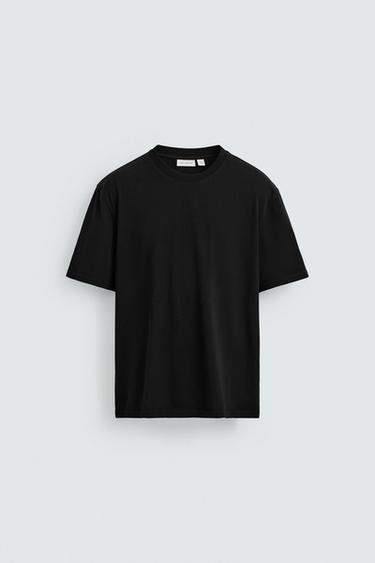 REGULAR FIT MEDIUM WEIGHT T-SHIRT - Black by Zara
