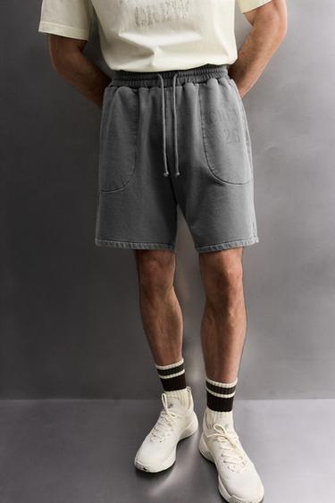 WASHED TRAINING JOGGER SHORTS - Grey / Blue by Zara - Image 5