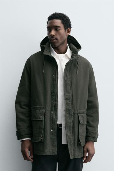 PARKA LAVÉE COUPE RELAX - Marron clair de Zara - Image 1