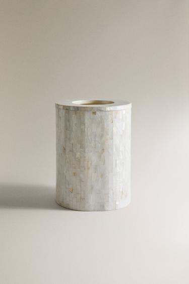 MOTHER-OF-PEARL BATHROOM BIN - Light beige by Zara
